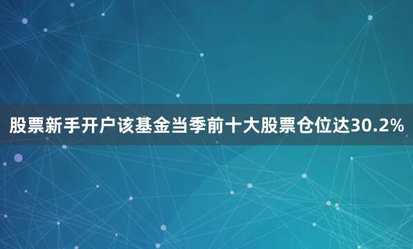 股票新手开户该基金当季前十大股票仓位达30.2%